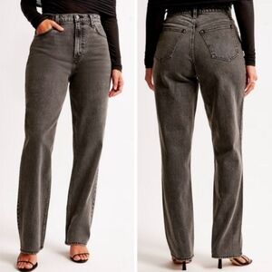 NEW A&F Black Wash The Vintage Straight High Rise Curve Love Denim Jeans Sz 27
